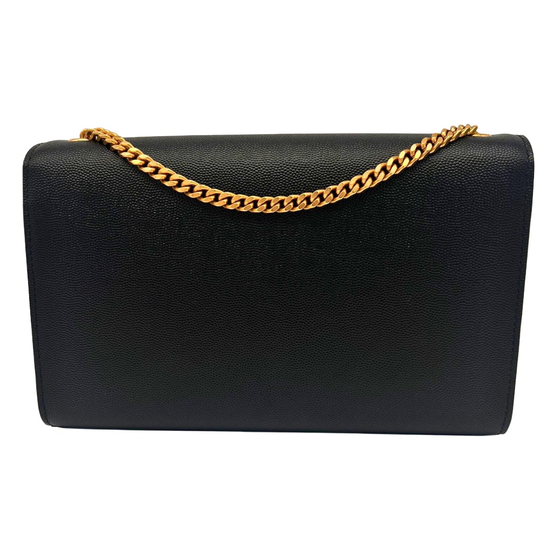 SAINT LAURENT Medium Kate Chain Bag In Grain De Poudre Embossed Leather