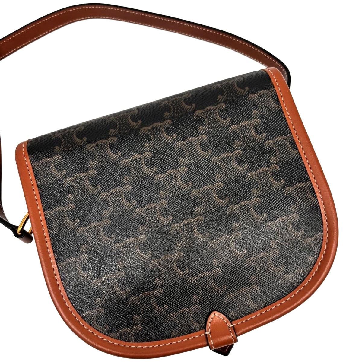 CELINE Medium Folco Bag In Triomphe Canvas & Calfskin