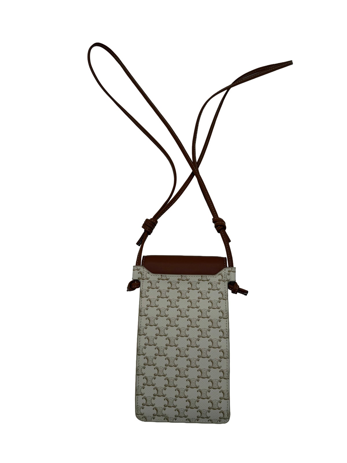 Celine Phone Pouch with Flap in Triomphe Canvas and Lambskin
