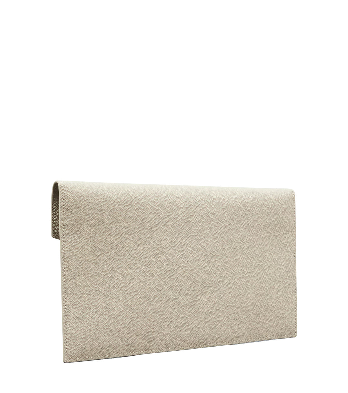 SAINT LAURENT Uptown Pouch In Grain de Poudre Embossed Calfskin Leather | Vintage White