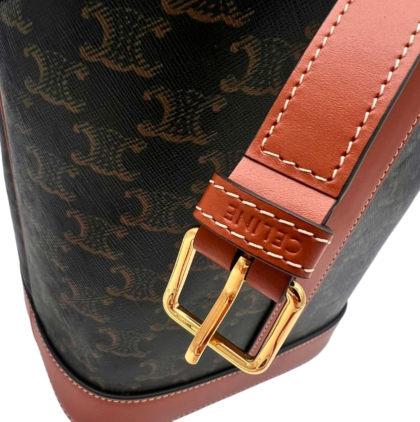 CELINE Small  Bucket In Triomphe Canvas & Calfskin