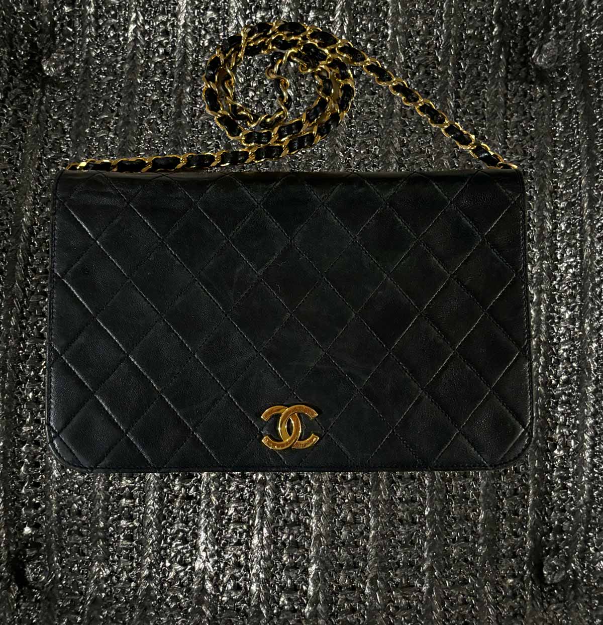 CHANEL Vintage Full Flap w/24K Gold Plating