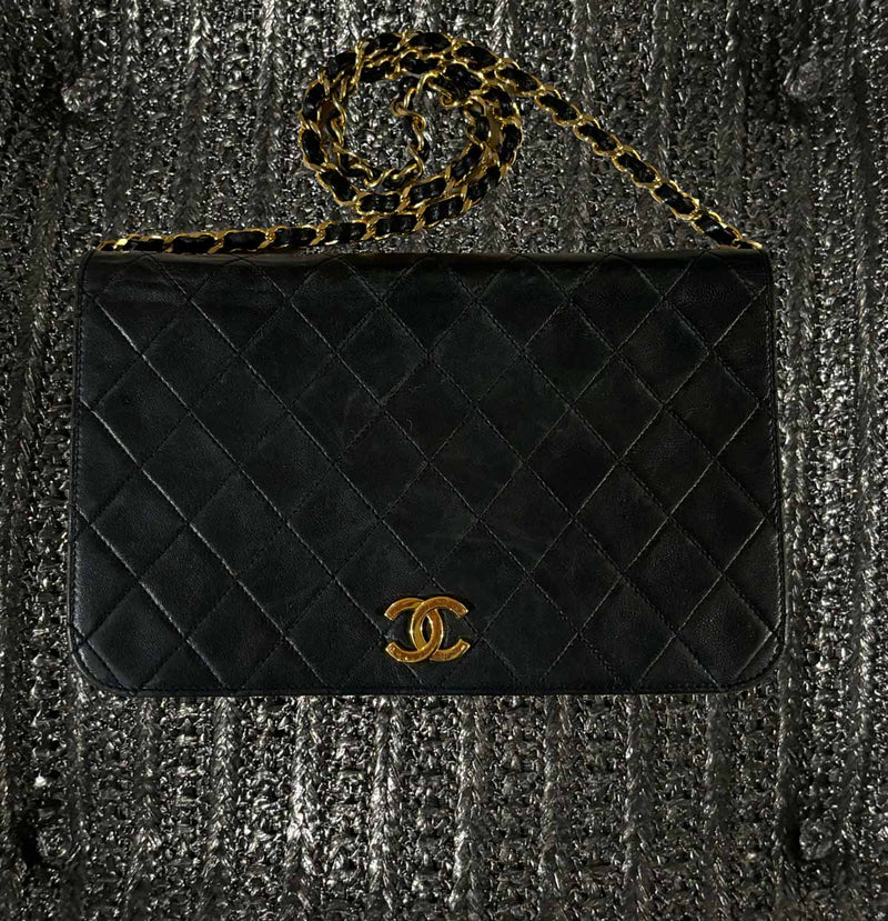 CHANEL Vintage Full Flap w/24K Gold Plating