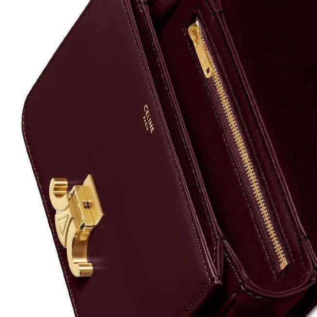CELINE Teen Triomphe Bag in Shiny Calfskin | Burgundy