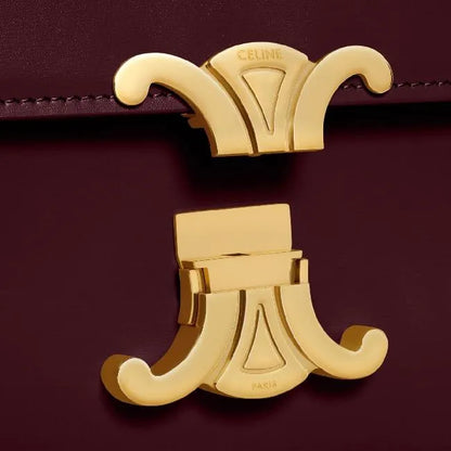 CELINE Teen Triomphe Bag in Shiny Calfskin | Burgundy