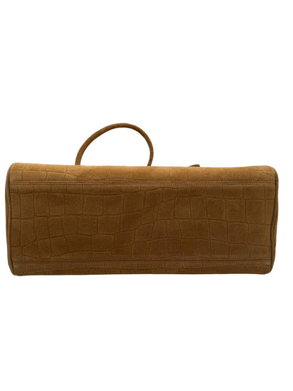 JACQUEMUS Le Turismo Crocodile Embossed Suede Bowling Bag