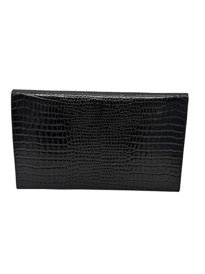 SAINT LAURENT Uptown Clutch Bag In Shiny Crocodile Embossed Leather