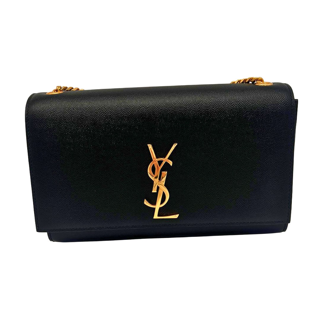 SAINT LAURENT Medium Kate Chain Bag In Grain De Poudre Embossed Leather