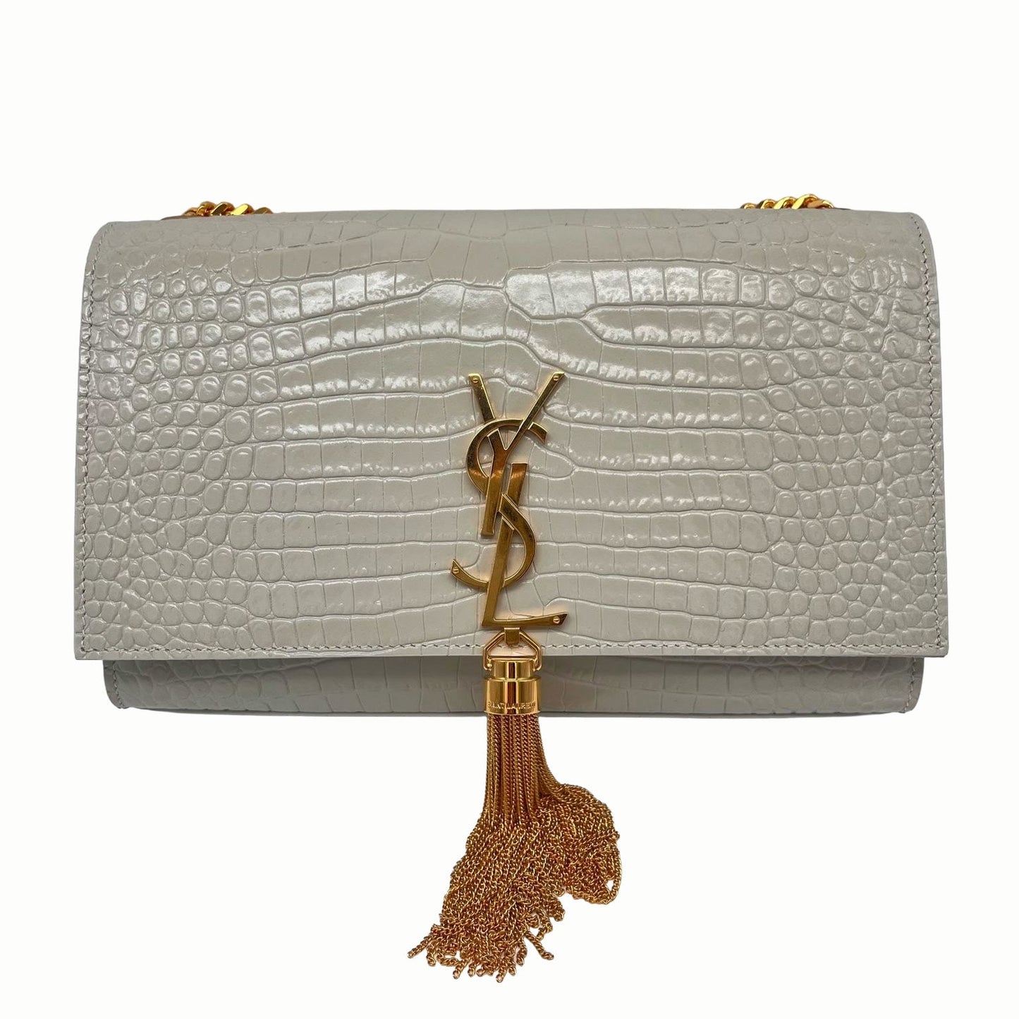 SAINT LAURENT Medium Kate Tassel In Crocodile Embossed Leather