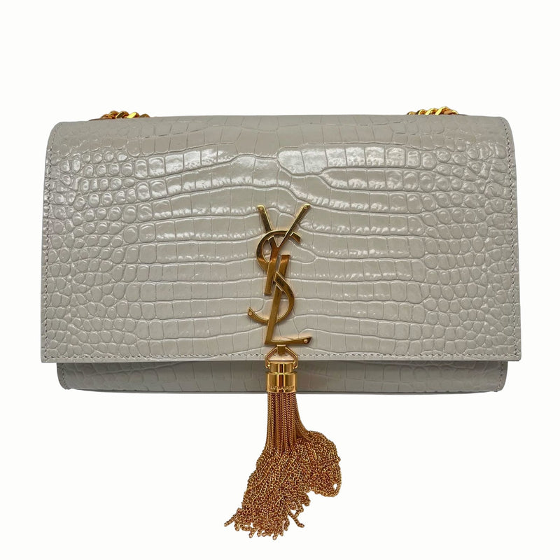 SAINT LAURENT Medium Kate Tassel In Crocodile Embossed Leather