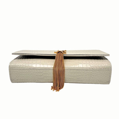 SAINT LAURENT Medium Kate Tassel In Crocodile Embossed Leather