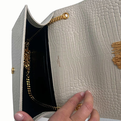 SAINT LAURENT Medium Kate Tassel In Crocodile Embossed Leather