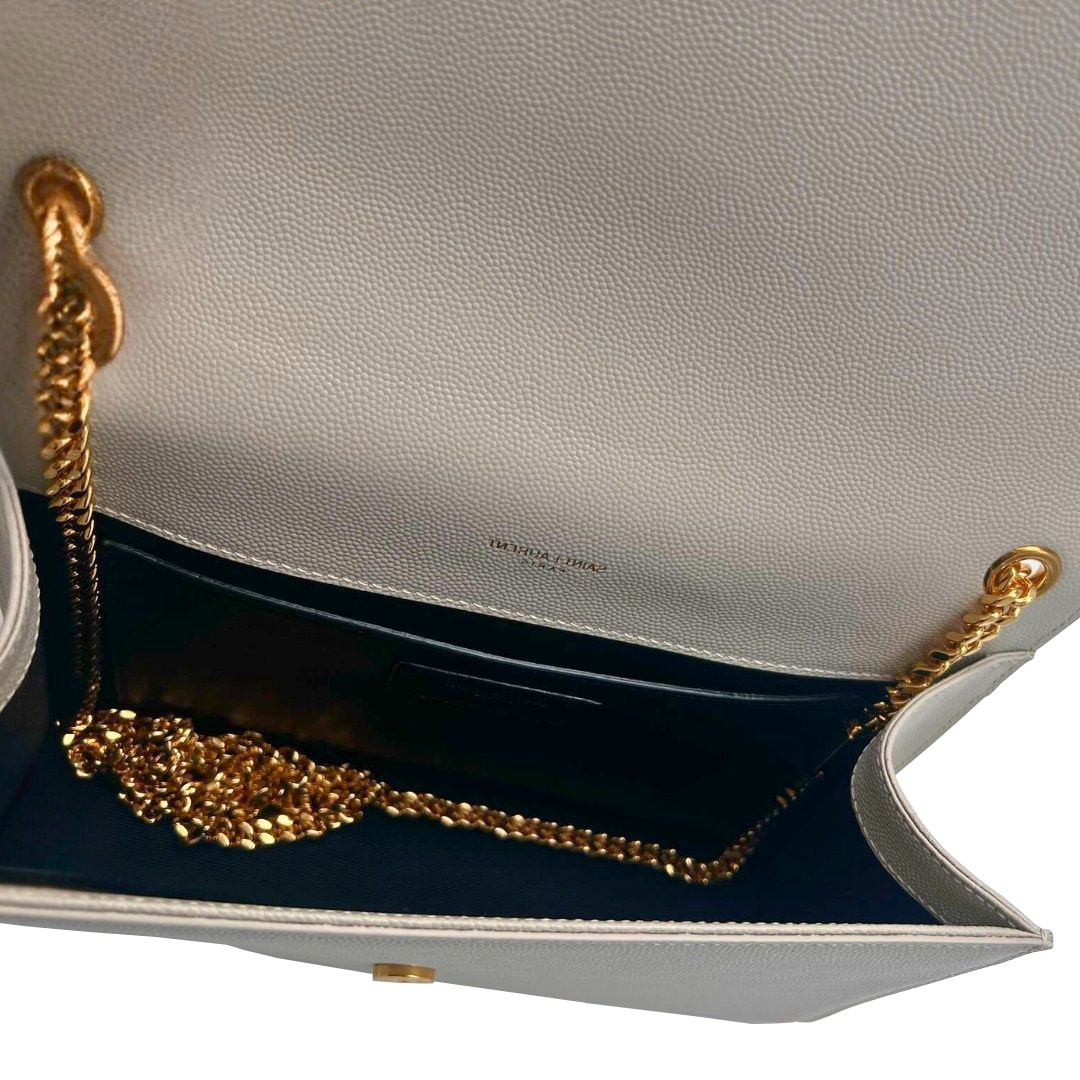 SAINT LAURENT Medium Kate Chain Bag In Grain De Poudre Embossed Leather