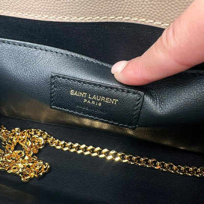 SAINT LAURENT Medium Kate Chain Bag In Grain De Poudre Embossed Leather