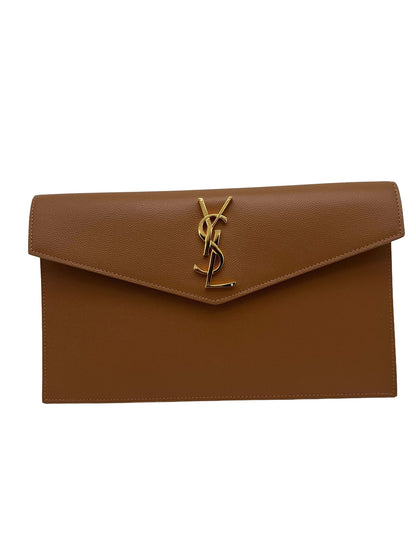 SAINT LAURENT Uptown Pouch In Grain De Powder Embossed Leather