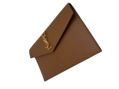 SAINT LAURENT Uptown Pouch In Grain De Powder Embossed Leather