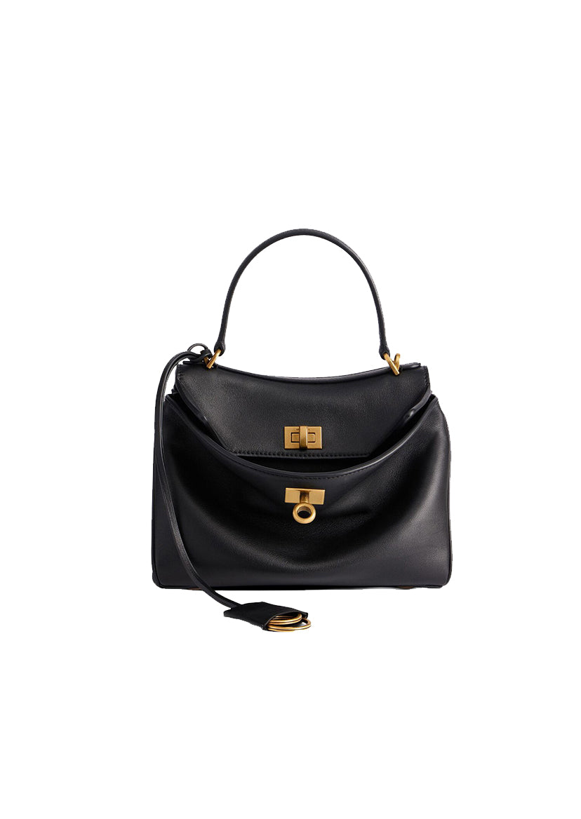 BALENCIAGA Mini Rodeo Bag In Smooth Calfskin | Black With Aged Gold