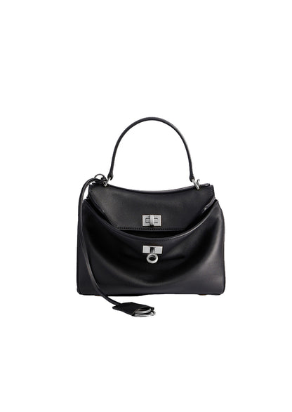 BALENCIAGA Mini Rodeo Bag In Smooth Calfskin | Black With Aged Silver