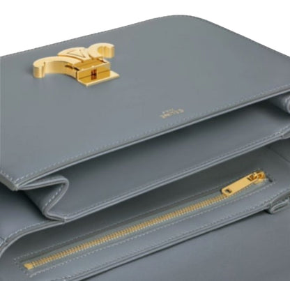 CELINE Classique Triomphe Bag In Shiny Calfskin | Blue Gris