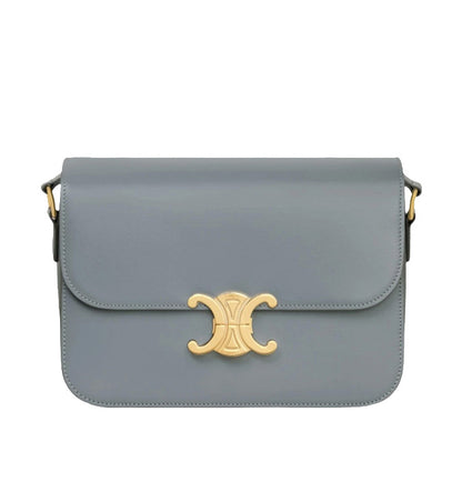CELINE Classique Triomphe Bag In Shiny Calfskin | Blue Gris