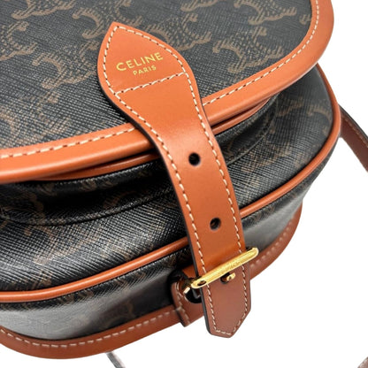 CELINE Medium Folco Bag In Triomphe Canvas & Calfskin