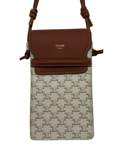 Celine Phone Pouch with Flap in Triomphe Canvas and Lambskin