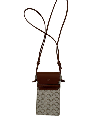 Celine Phone Pouch with Flap in Triomphe Canvas and Lambskin