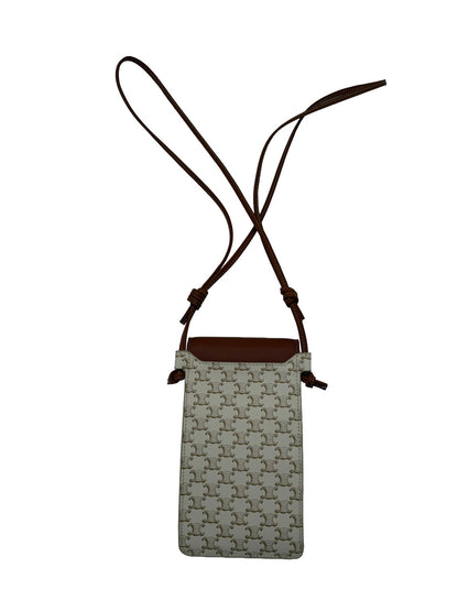 Celine Phone Pouch with Flap in Triomphe Canvas and Lambskin