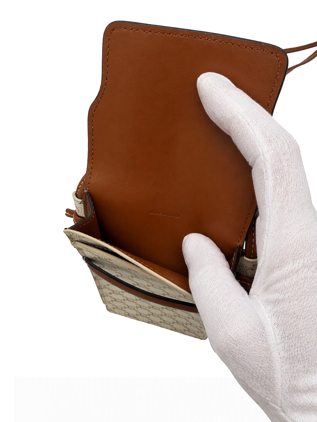 Celine Phone Pouch with Flap in Triomphe Canvas and Lambskin