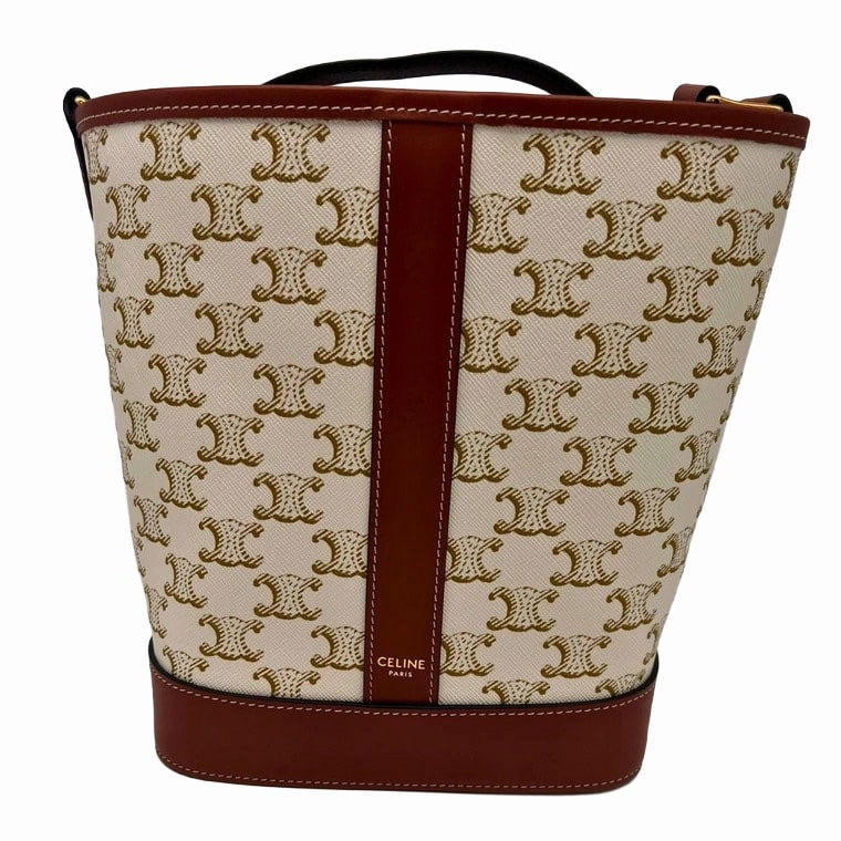 CELINE Small Bucket Bag in Triomphe Canvas and Calfskin