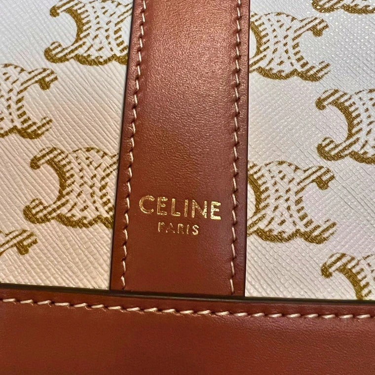 CELINE Small Bucket Bag in Triomphe Canvas and Calfskin