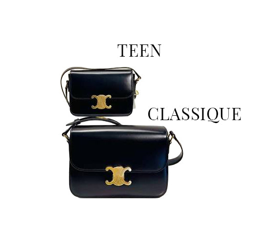 CELINE Classique Triomphe Bag In Shiny Calfskin | Blue Gris