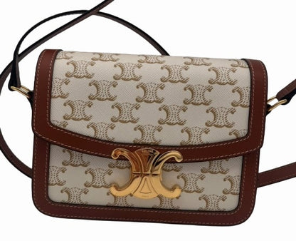 CELINE Teen Triomphe Bag in Triomphe Canvas and Calfskin