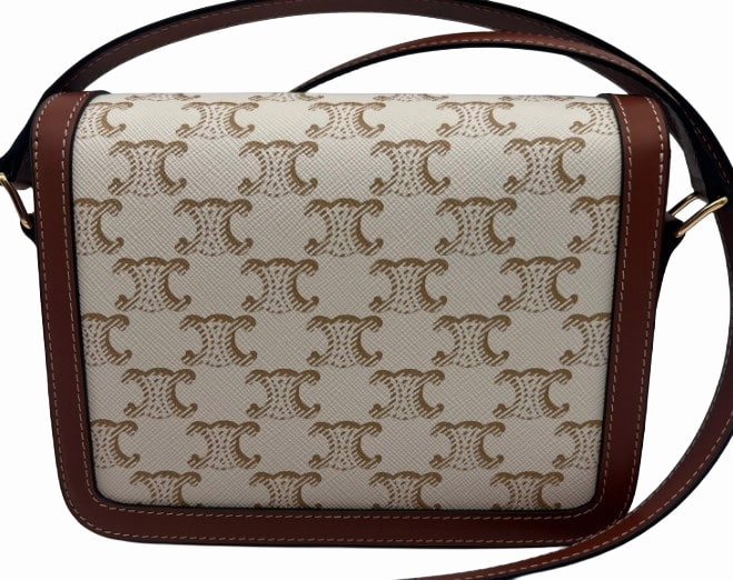 CELINE Teen Triomphe Bag in Triomphe Canvas and Calfskin