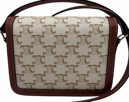 CELINE Teen Triomphe Bag in Triomphe Canvas and Calfskin