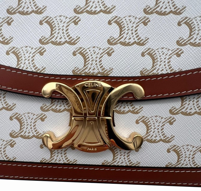 CELINE Teen Triomphe Bag in Triomphe Canvas and Calfskin