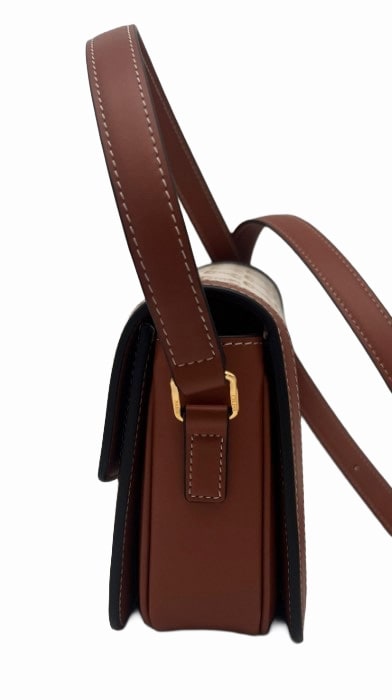 CELINE Teen Triomphe Bag in Triomphe Canvas and Calfskin