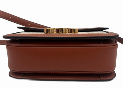 CELINE Teen Triomphe Bag in Triomphe Canvas and Calfskin