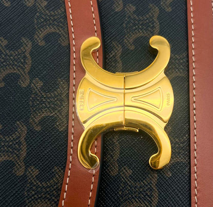 CELINE Teen Triomphe Bag In Triomphe Canvas & Calfskin