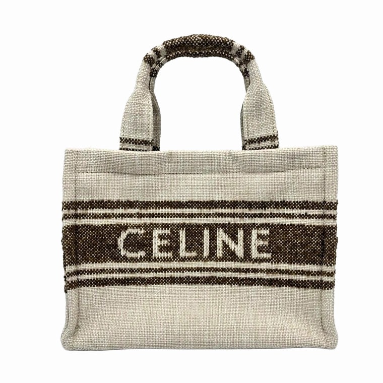 CELINE Thais Tote in Striped Textile with Celine Jacquard