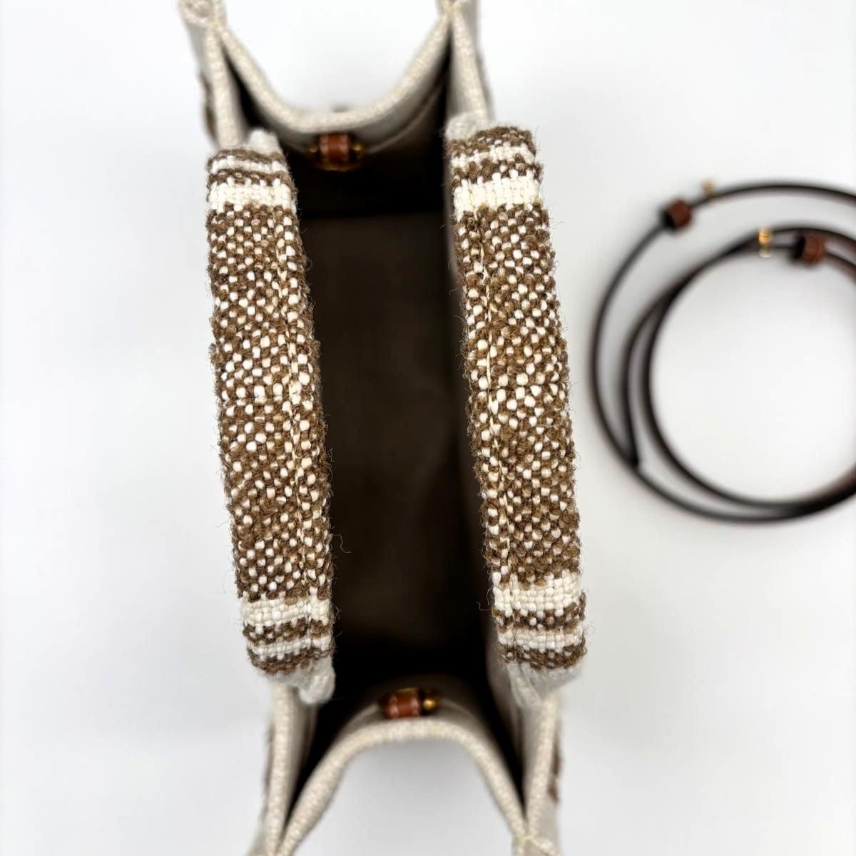 CELINE Thais Tote in Striped Textile with Celine Jacquard