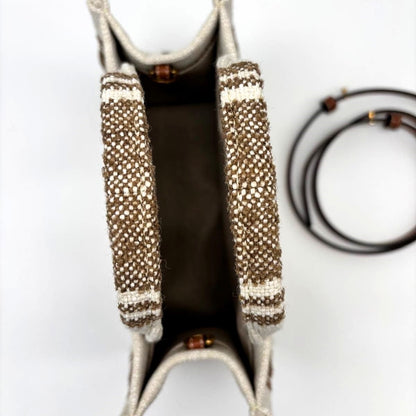 CELINE Thais Tote in Striped Textile with Celine Jacquard