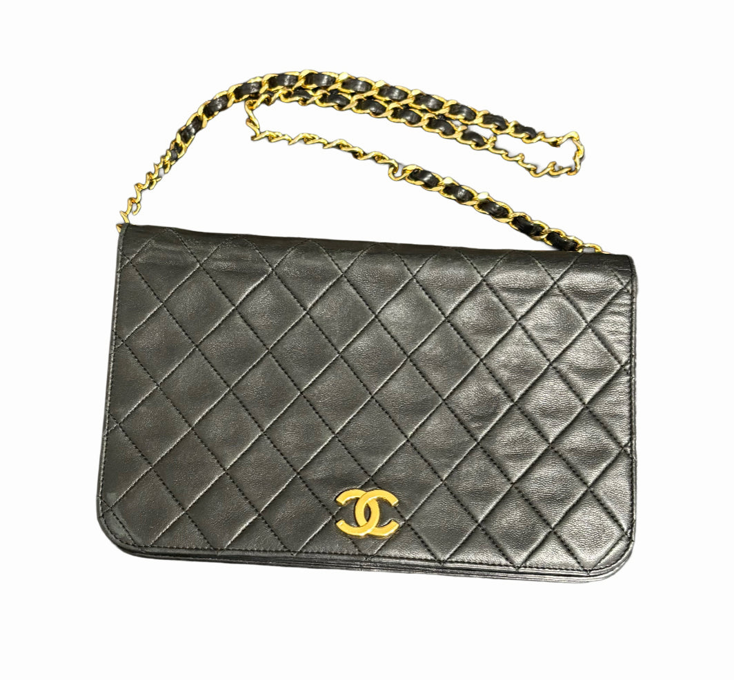 CHANEL Vintage Full Flap w/24K Gold Plating