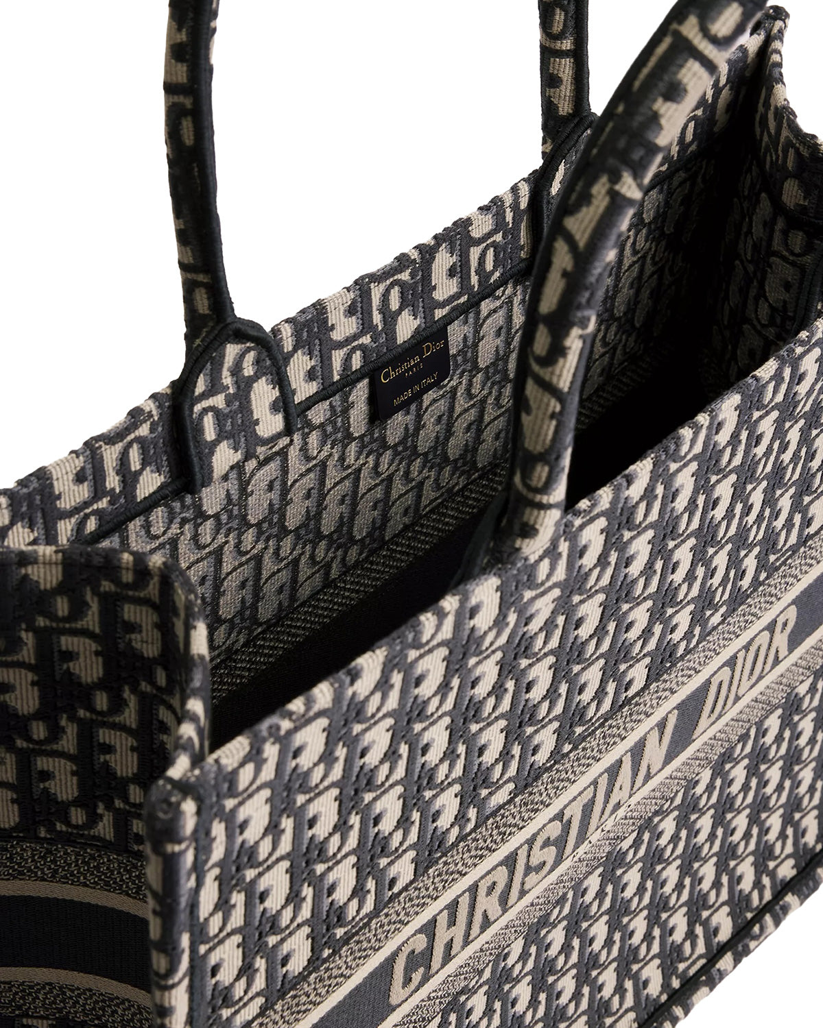 DIOR Large Book Tote Oblique Embroidery | Ecru/Blue
