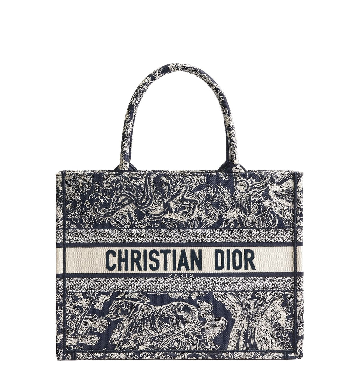 DIOR Medium Book Tote Toile de Jouy Reverse Embroidery | Blue/Ecru