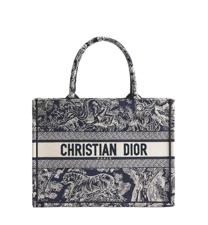 DIOR Medium Book Tote Toile de Jouy Reverse Embroidery | Blue/Ecru