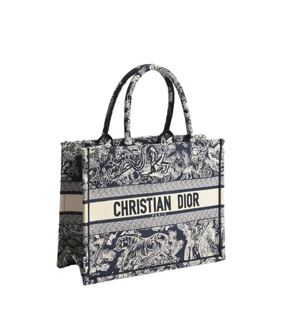 DIOR Medium Book Tote Toile de Jouy Reverse Embroidery | Blue/Ecru