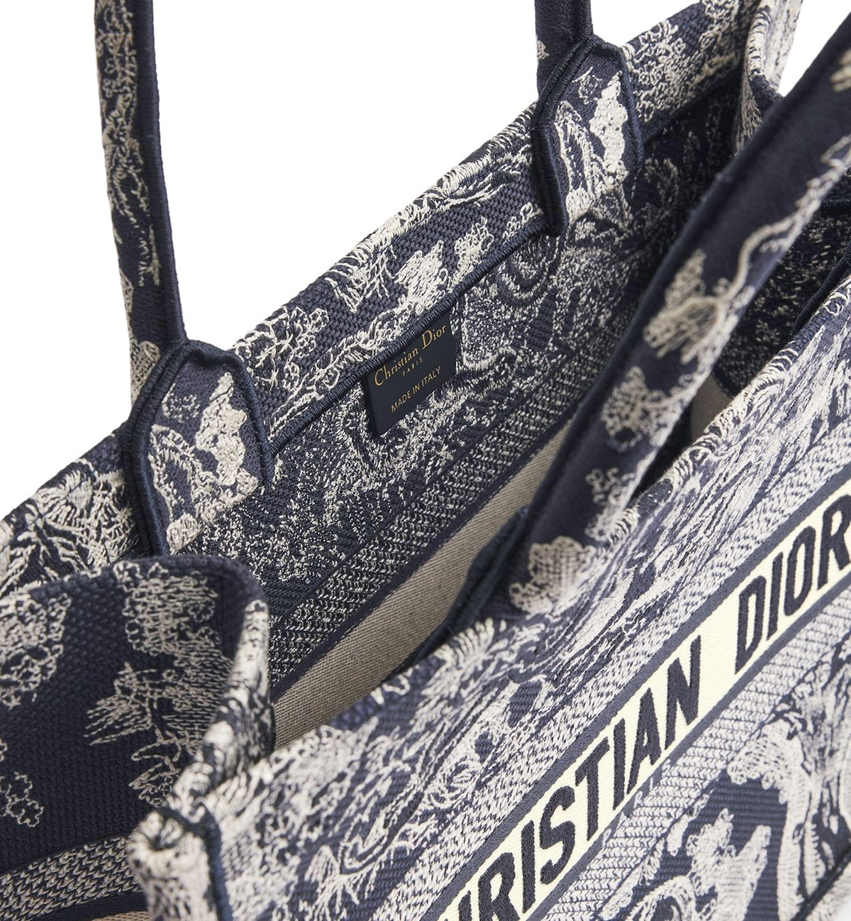 DIOR Medium Book Tote Toile de Jouy Reverse Embroidery | Blue/Ecru