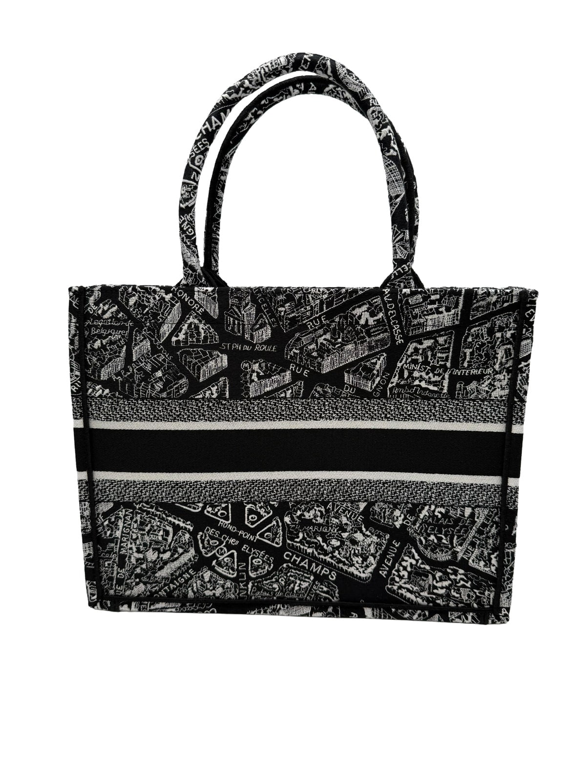 DIOR Medium Book Tote Plan de Paris Embroidery | Black/White