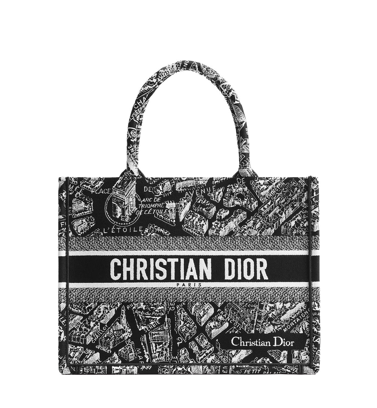 DIOR Medium Book Tote Plan de Paris Embroidery | Black/White